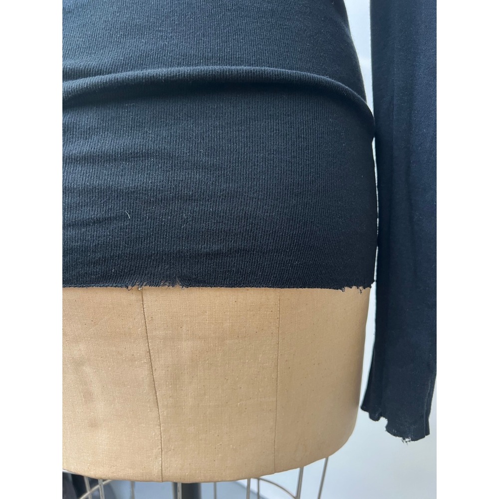 Ralph Lauren Sport Black Pima Cotton Lyocell Turtleneck Top Small Raw Hem - Picture 7 of 8